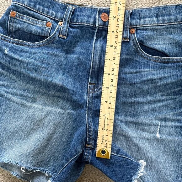 Madewell High-Rise Denim Shorts Destroyed Distressed Medium Wash size 25 - Picture 6 of 12